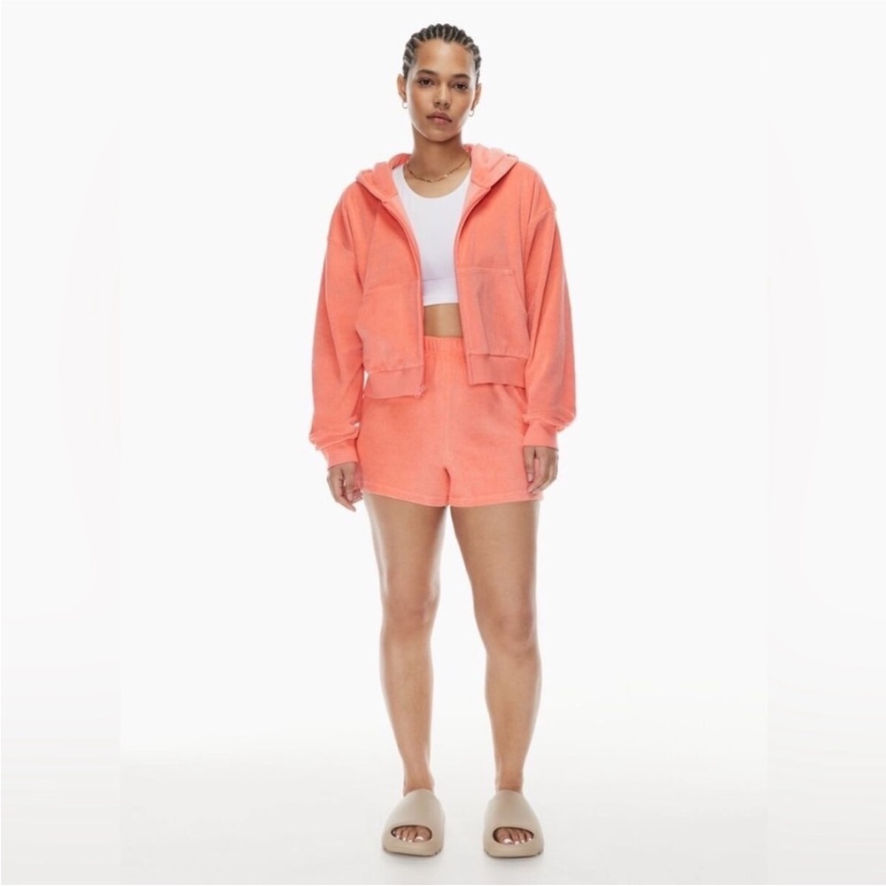 Aritzia TNA towel terry boyfriend Hoodie and Shorts Set
